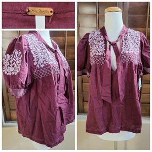 Free People Embroidered Blouse - Size Large